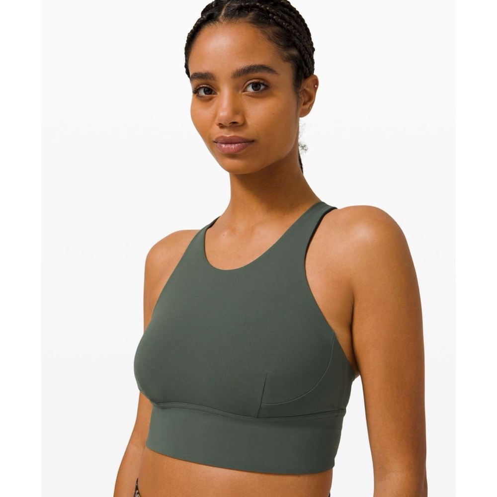Lululemon Sports Bra 6 Wunder Train Longline Medium Support Racerback Green
